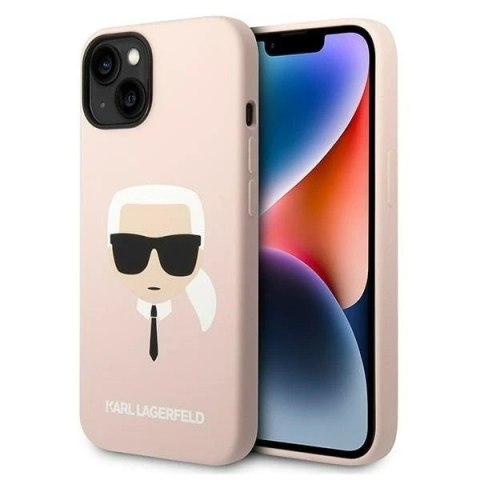 Etui ochronne na telefon Karl Lagerfeld KLHCP14SSLKHLP do Apple iPhone 14 6,1" hardcase różowy/pink Silicone Karl`s Head