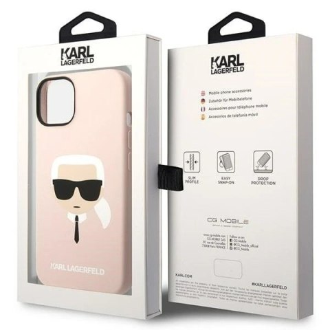 Etui ochronne na telefon Karl Lagerfeld KLHCP14SSLKHLP do Apple iPhone 14 6,1" hardcase różowy/pink Silicone Karl`s Head