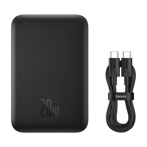 Powerbank magnetyczny Baseus 6000mAh 20W + kabel USB Typ C 60W 50cm czarny (PPCX020001)