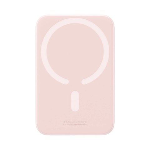Powerbank magnetyczny Baseus 6000mAh 20W + kabel USB Typ C 60W 50cm różowy (PPCX020004)