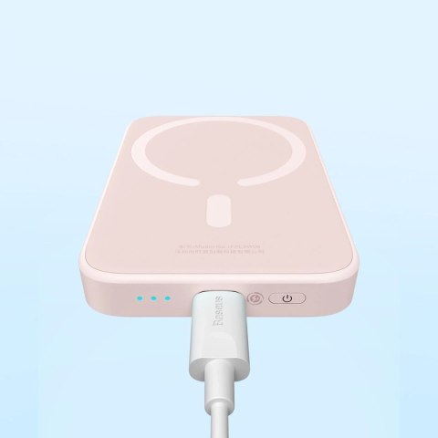 Powerbank magnetyczny Baseus 6000mAh 20W + kabel USB Typ C 60W 50cm różowy (PPCX020004)