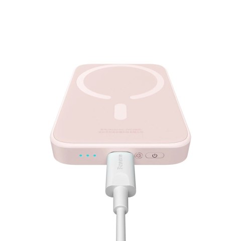 Powerbank magnetyczny Baseus 6000mAh 20W + kabel USB Typ C 60W 50cm różowy (PPCX020004)