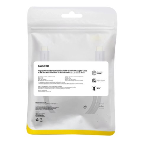 Przewód Baseus High Definition Series kabel HDMI 2.0 4K 60Hz 1m czarny (WKGQ020001)