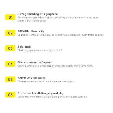 Przewód Baseus High Definition Series kabel HDMI 2.0 4K 60Hz 5m czarny (WKGQ020401)