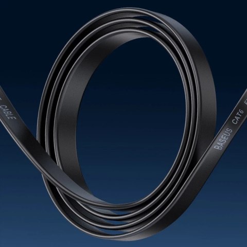 Przewód Baseus Speed Six kabel sieciowy płaski RJ45 1000Mbps 1.5m czarny (WKJS000001)