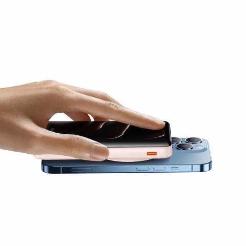 Powerbank z bezprzewodowym ładowaniem MagSafe Baseus Magnetic Bracket 10000mAh 20W Overseas Edition różowy (PPCX000204) + kabel 