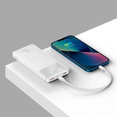 Powerbank z szybkim ładowaniem Baseus Bipow 10000mAh 20W biały (Overseas Edition) + kabel USB-A - Micro USB 0.25m biały (PPBD050