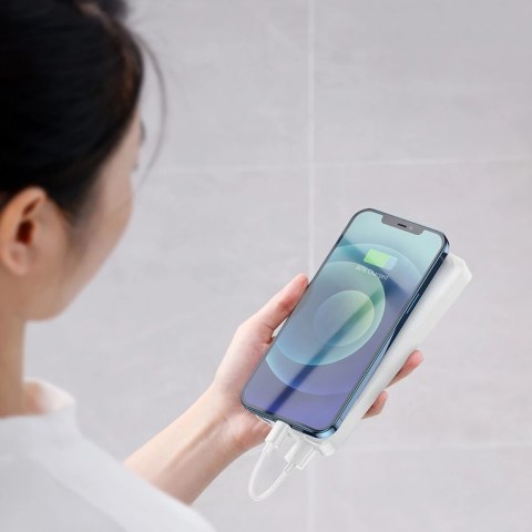 Powerbank z szybkim ładowaniem Baseus Bipow 10000mAh 20W biały (Overseas Edition) + kabel USB-A - Micro USB 0.25m biały (PPBD050