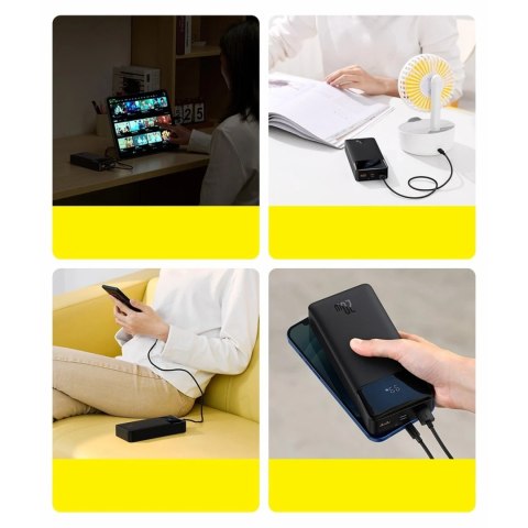 Powerbank z szybkim ładowaniem Baseus Bipow 10000mAh 20W biały (Overseas Edition) + kabel USB-A - Micro USB 0.25m biały (PPBD050