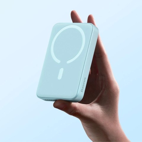 Powerbank z szybkim ładowaniem Baseus Magnetic Mini 10000mAh 20W biały + kabel Typ-C - Typ-C 60W(20V/3A) 0,5m biały (PPCX030002)