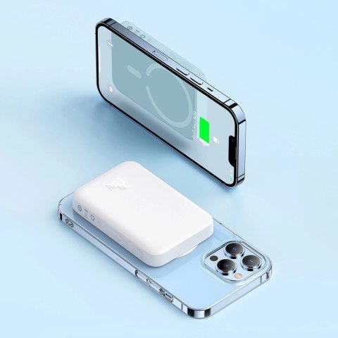 Powerbank z szybkim ładowaniem Baseus Magnetic Mini 10000mAh 20W biały + kabel Typ-C - Typ-C 60W(20V/3A) 0,5m biały (PPCX030002)