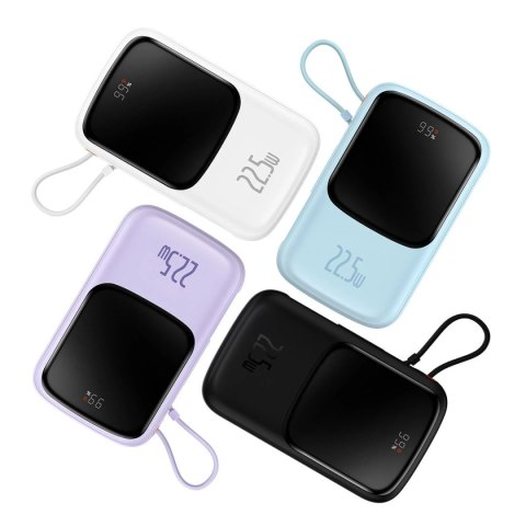 Powerbank z szybkim ładowaniem Baseus Qpow Digital Display 10000mAh 22,5W QC/PD/SCP/FCP z wbudowanym kablem USB-C czarny