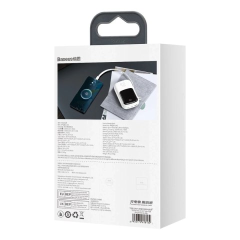 Powerbank z szybkim ładowaniem Baseus Qpow Digital Display 20000mAh 22,5W QC/PD/SCP/FCP z wbudowanym kablem USB-C biały