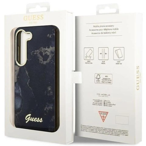 Etui Guess GUHCS23MHTMRSK do Samsung Galaxy S23+ Plus S916 czarny/black hardcase Golden Marble Collection