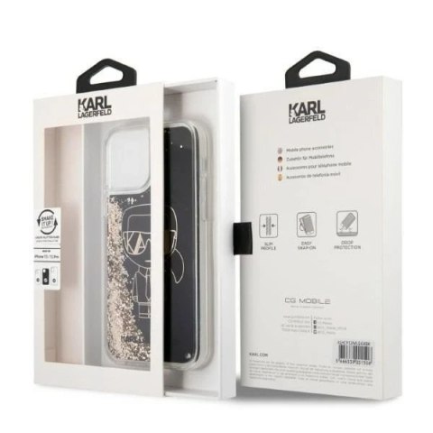 Etui ochronne na telefon Karl Lagerfeld KLHCP12MLGGKBK do Apple iPhone 12 /12 Pro 6,1" czarny/black hardcase Liquid Glitter Gats