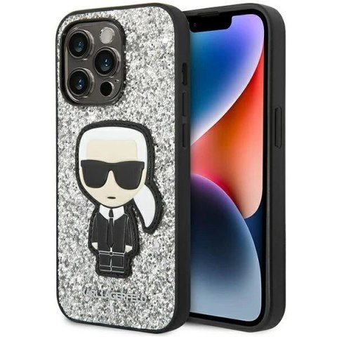 Etui ochronne na telefon Karl Lagerfeld KLHCP14XGFKPG do Apple iPhone 14 Pro Max 6,7" hardcase srebrny/silver Glitter Flakes Iko