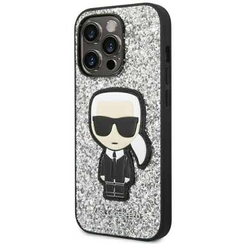 Etui ochronne na telefon Karl Lagerfeld KLHCP14XGFKPG do Apple iPhone 14 Pro Max 6,7" hardcase srebrny/silver Glitter Flakes Iko