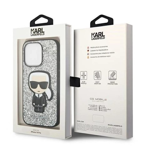 Etui ochronne na telefon Karl Lagerfeld KLHCP14XGFKPG do Apple iPhone 14 Pro Max 6,7" hardcase srebrny/silver Glitter Flakes Iko