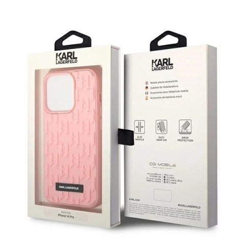 Etui ochronne na telefon Karl Lagerfeld KLHCP14LRUPKLPP do Apple iPhone 14 Pro 6,1" hardcase różowy/pink 3D Monogram