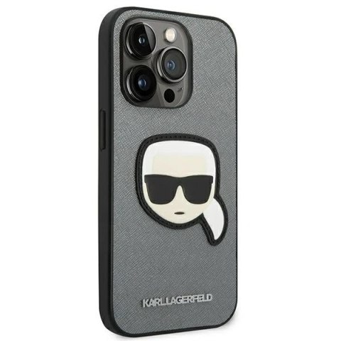 Etui ochronne na telefon Karl Lagerfeld KLHCP14LSAPKHG do Apple iPhone 14 Pro 6,1" srebrny/silver hardcase Saffiano Karl`s Head 