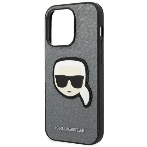 Etui ochronne na telefon Karl Lagerfeld KLHCP14LSAPKHG do Apple iPhone 14 Pro 6,1" srebrny/silver hardcase Saffiano Karl`s Head 