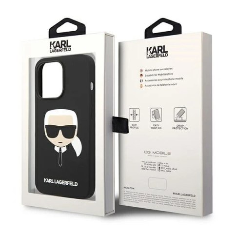 Etui ochronne na telefon Karl Lagerfeld KLHCP14LSLKHBK do Apple iPhone 14 Pro 6,1" hardcase czarny/black Silicone Karl`s Head