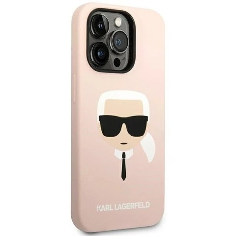 Etui ochronne na telefon Karl Lagerfeld KLHCP14LSLKHLP do Apple iPhone 14 Pro 6,1" hardcase różowy/pink Silicone Karl`s Head