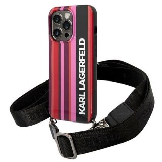 Etui ochronne na telefon Karl Lagerfeld KLHCP14LSTSTP do Apple iPhone 14 Pro 6,1" hardcase różowy/pink Color Stripes Strap