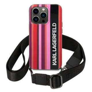 Etui ochronne na telefon Karl Lagerfeld KLHCP14LSTSTP do Apple iPhone 14 Pro 6,1" hardcase różowy/pink Color Stripes Strap