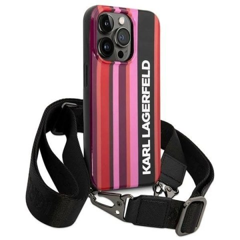 Etui ochronne na telefon Karl Lagerfeld KLHCP14LSTSTP do Apple iPhone 14 Pro 6,1" hardcase różowy/pink Color Stripes Strap