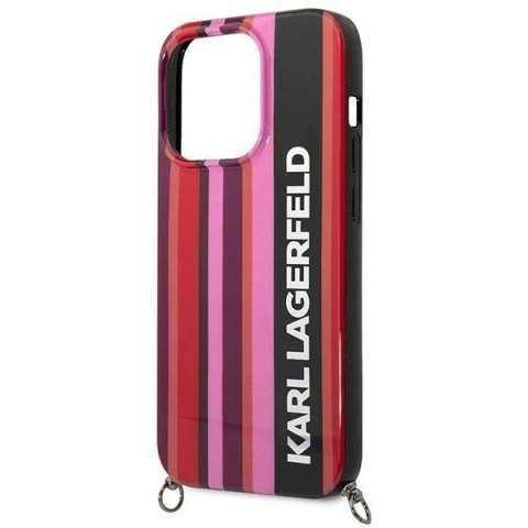Etui ochronne na telefon Karl Lagerfeld KLHCP14LSTSTP do Apple iPhone 14 Pro 6,1" hardcase różowy/pink Color Stripes Strap