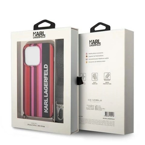 Etui ochronne na telefon Karl Lagerfeld KLHCP14LSTSTP do Apple iPhone 14 Pro 6,1" hardcase różowy/pink Color Stripes Strap