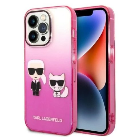 Etui ochronne na telefon Karl Lagerfeld KLHCP14LTGKCP do Apple iPhone 14 Pro 6,1" hardcase różowy/pink Gradient Ikonik Karl & Ch
