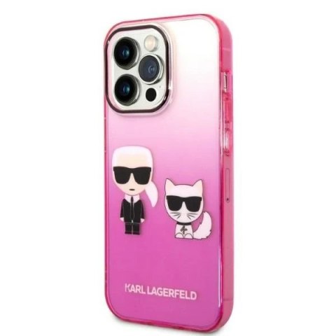 Etui ochronne na telefon Karl Lagerfeld KLHCP14LTGKCP do Apple iPhone 14 Pro 6,1" hardcase różowy/pink Gradient Ikonik Karl & Ch