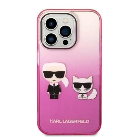 Etui ochronne na telefon Karl Lagerfeld KLHCP14LTGKCP do Apple iPhone 14 Pro 6,1" hardcase różowy/pink Gradient Ikonik Karl & Ch