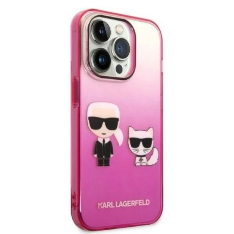 Etui ochronne na telefon Karl Lagerfeld KLHCP14LTGKCP do Apple iPhone 14 Pro 6,1" hardcase różowy/pink Gradient Ikonik Karl & Ch