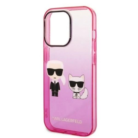 Etui ochronne na telefon Karl Lagerfeld KLHCP14LTGKCP do Apple iPhone 14 Pro 6,1" hardcase różowy/pink Gradient Ikonik Karl & Ch