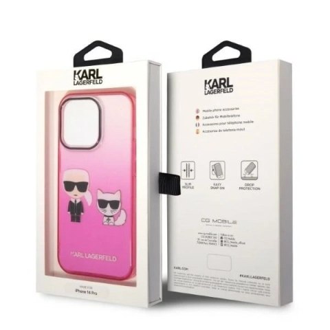 Etui ochronne na telefon Karl Lagerfeld KLHCP14LTGKCP do Apple iPhone 14 Pro 6,1" hardcase różowy/pink Gradient Ikonik Karl & Ch