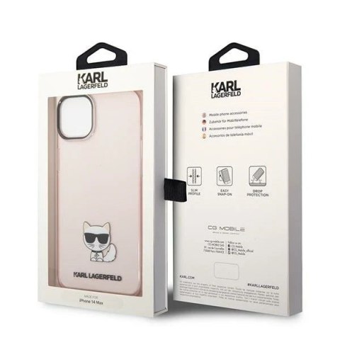 Etui ochronne na telefon Karl Lagerfeld KLHCP14MCTTRI do Apple iPhone 14 Plus 6,7" hardcase różowy/pink Transparent Choupette Bo