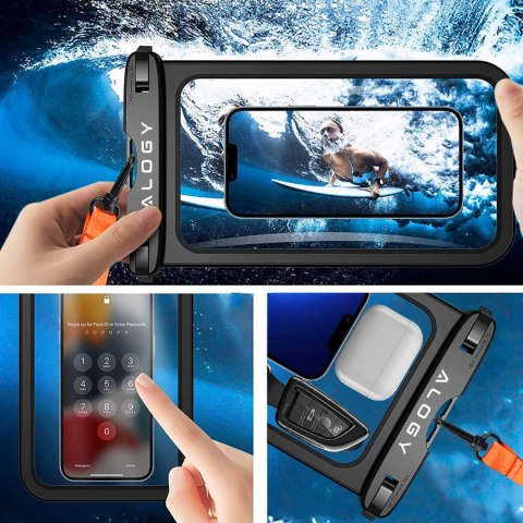 Etui wodoodporne duże Alogy Waterproof Case torba wodoszczelna uniwersalna IPX8 na telefon i dokumenty do 9 cali Czarne