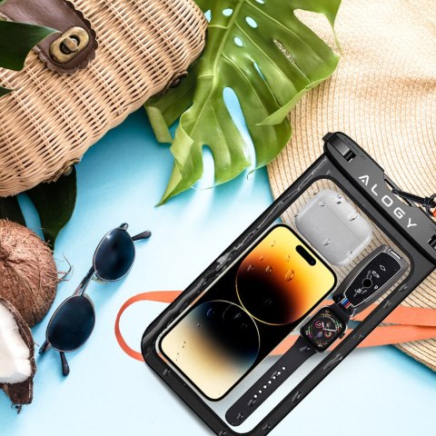 Etui wodoodporne duże Alogy Waterproof Case torba wodoszczelna uniwersalna IPX8 na telefon i dokumenty do 9 cali Czarne