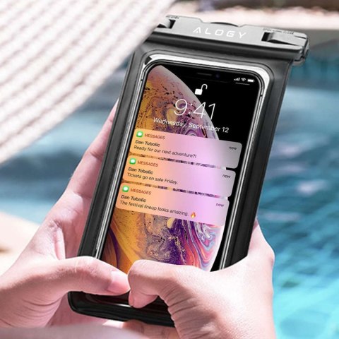 Etui wodoodporne duże Alogy Waterproof Case torba wodoszczelna uniwersalna IPX8 na telefon i dokumenty do 9 cali Czarne