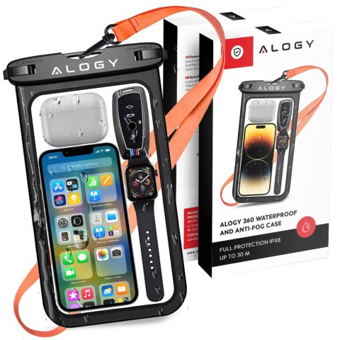 Etui wodoodporne duże Alogy Waterproof Case torba wodoszczelna uniwersalna IPX8 na telefon i dokumenty do 9 cali Czarne