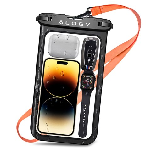 Etui wodoodporne duże Alogy Waterproof Case torba wodoszczelna uniwersalna IPX8 na telefon i dokumenty do 9 cali Czarne