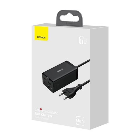 Ładowarka sieciowa Baseus GaN5 Pro 2xUSB-C + USB + HDMI, 67W (czarna)