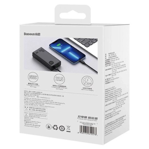 Powerbank Baseus Adaman 2, 20000mAh, 30W, 3xUSB, USB-C (czarny)