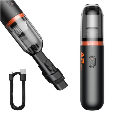 Bezprzewodowy odkurzacz samochodowy bezworkowy 80W Baseus A2 Pro 6000Pa HEPA USB-C czarny