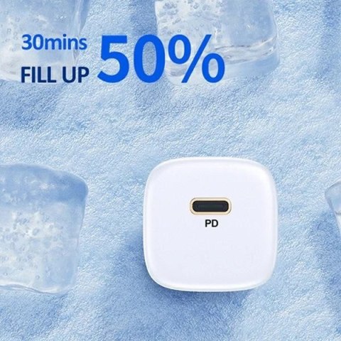 USAMS Ładowarka sieciowa 1x USB-C T36 mini 20W + kabel USB-C-Lightning czarny/black PD3.0 Fast Charging XFKXLOGTL01 (US-CC124+US