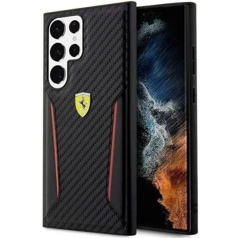 Etui Ferrari FEHCS23LNPYK do Samsung Galaxy S23 Ultra S918 czarny/black hardcase Carbon Contrast Edges