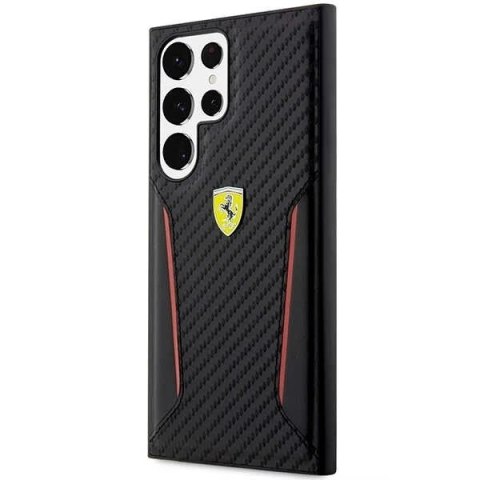 Etui Ferrari FEHCS23LNPYK do Samsung Galaxy S23 Ultra S918 czarny/black hardcase Carbon Contrast Edges